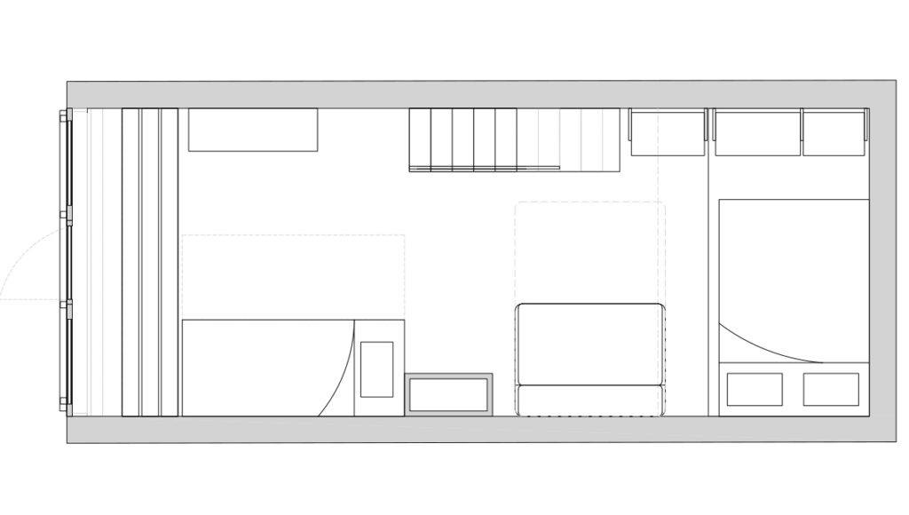 Rénovation studio - les arcs 1800 - plan de la mezzanine